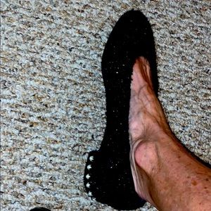 Women size 8 1/2 shoes- black flat shimmer